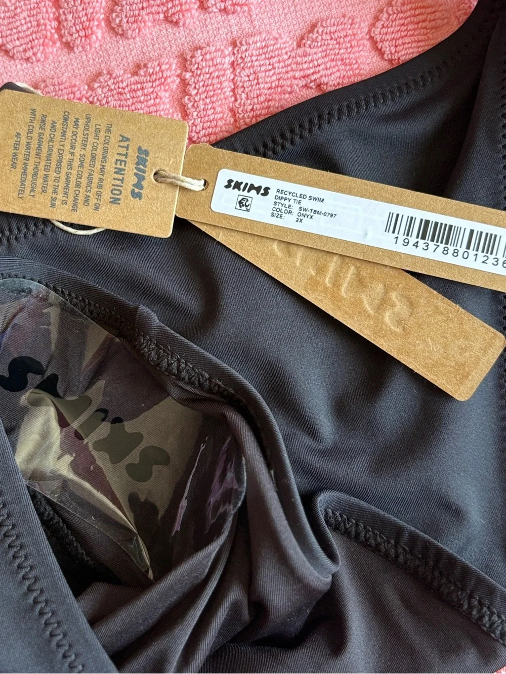 SKIMS Recycled Swim Dippy Tie Bikini Bottom | Onyx | 2X | NWT 🏷️